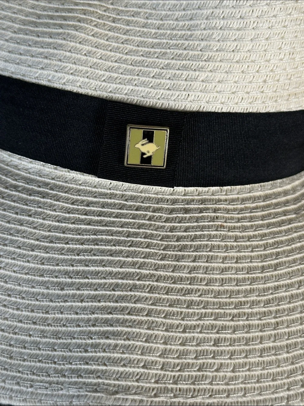 Peter Grimm White Wide Brim Sun Hat with Black Band
